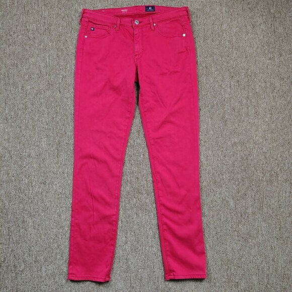 ADRIANO GOLDSCHMIED Pants Women 29 Pink Stilt Cigarette Leg Cotton Blend Stretch - Picture 1 of 10